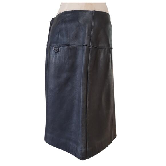 VALERIE STEVENS Vintage Black Leather Mini Skirt Plus Sz 16 A-line Dressy Career - Picture 3 of 9